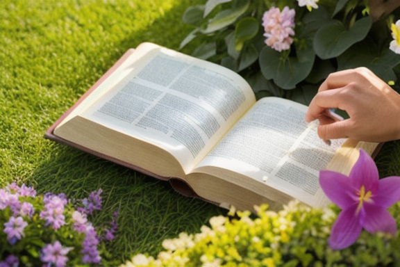 pessoa lendo a bíblia no jardim