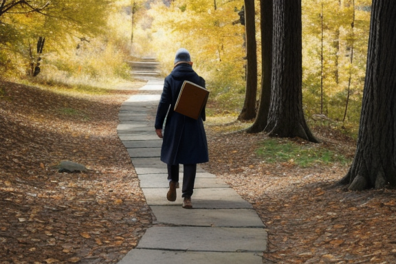 Person walking on a path with a Bible in their hand