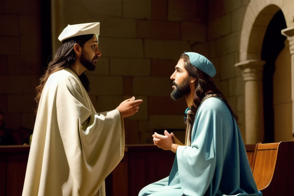 Caifás interrogando Jesus durante seu julgamento