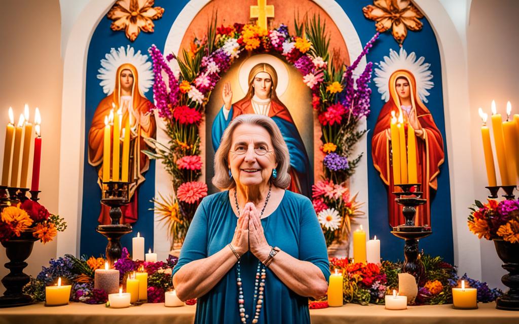 Fiéis participando da novena de Santa Rita de Cássia