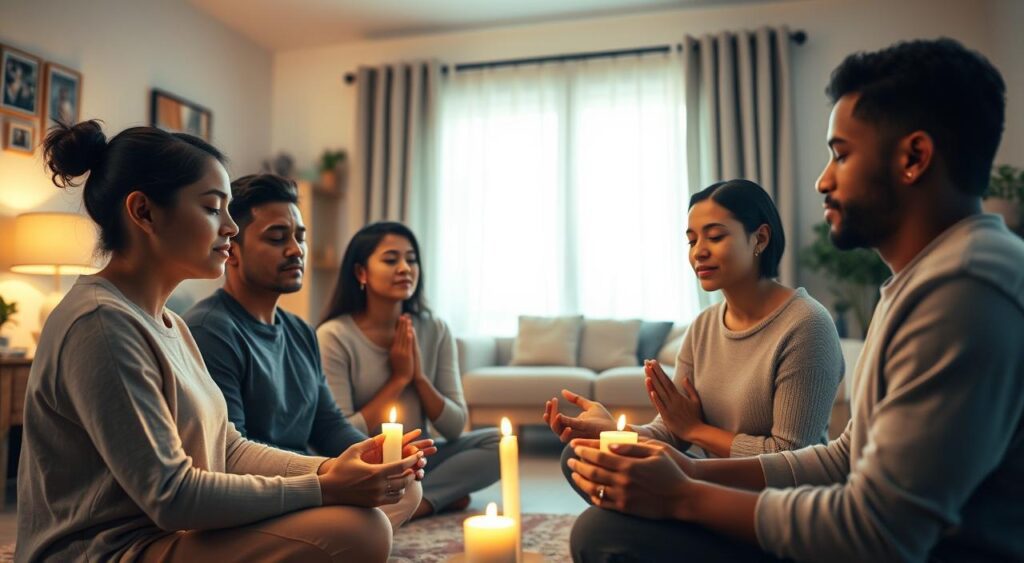 Familia rezando juntos